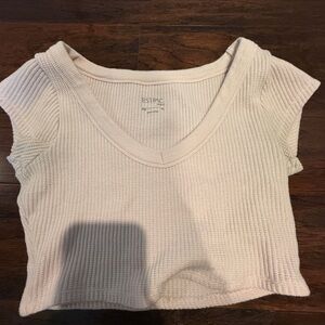 PacSun Off-White Ribbed Crop Top